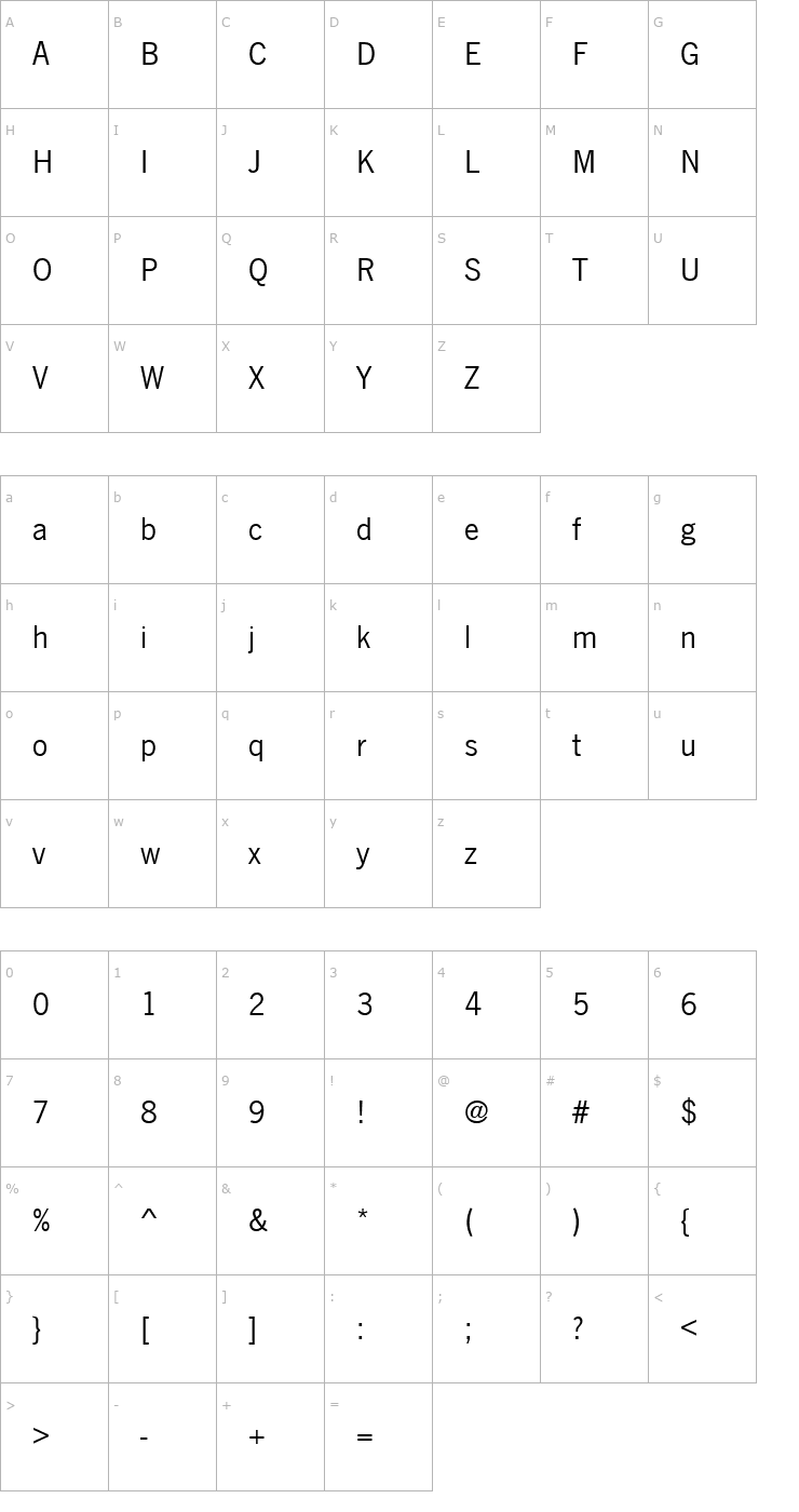 Character Map NewsGotT Font