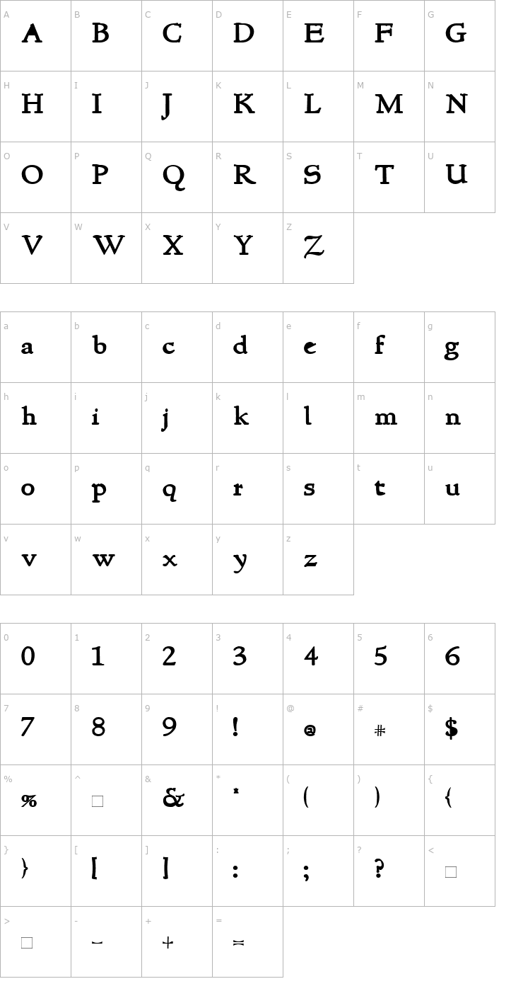 Character Map NewStyle Bold Font