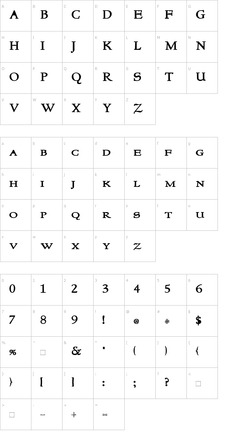 Character Map NewStyleSmallCaps Bold Font