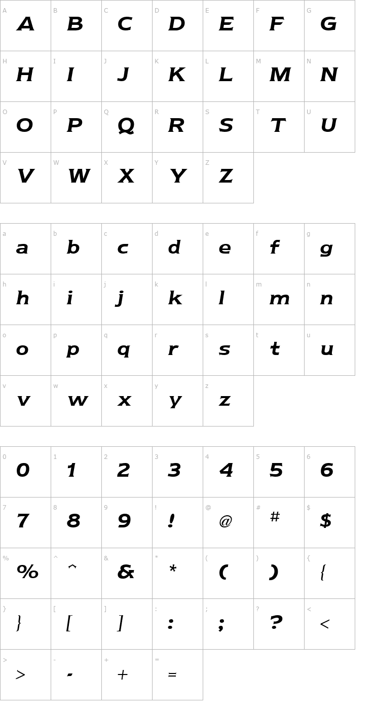 Character Map Newtext Bold Italic Font