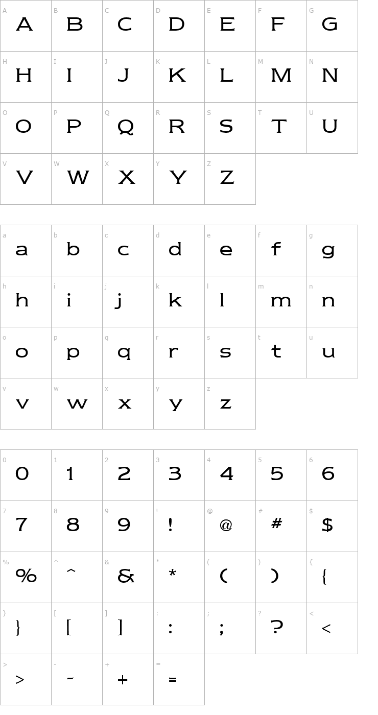 Character Map Newtext Regular Font