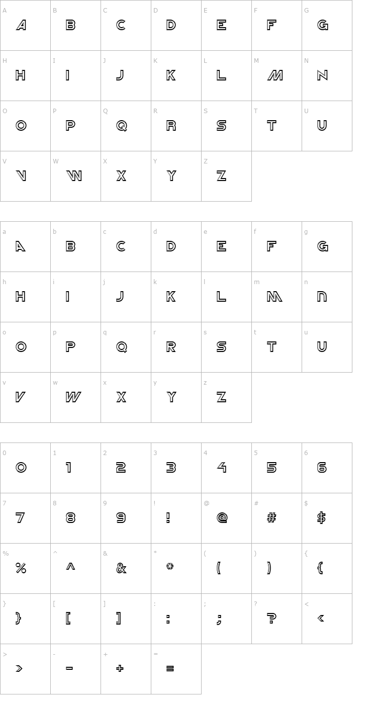 Character Map Newtron ICG Font