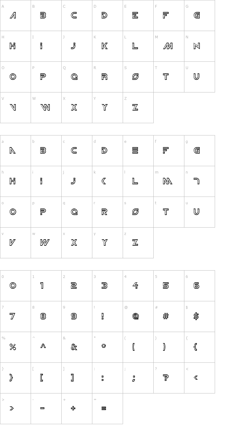 Character Map Newtron ICG Open Font