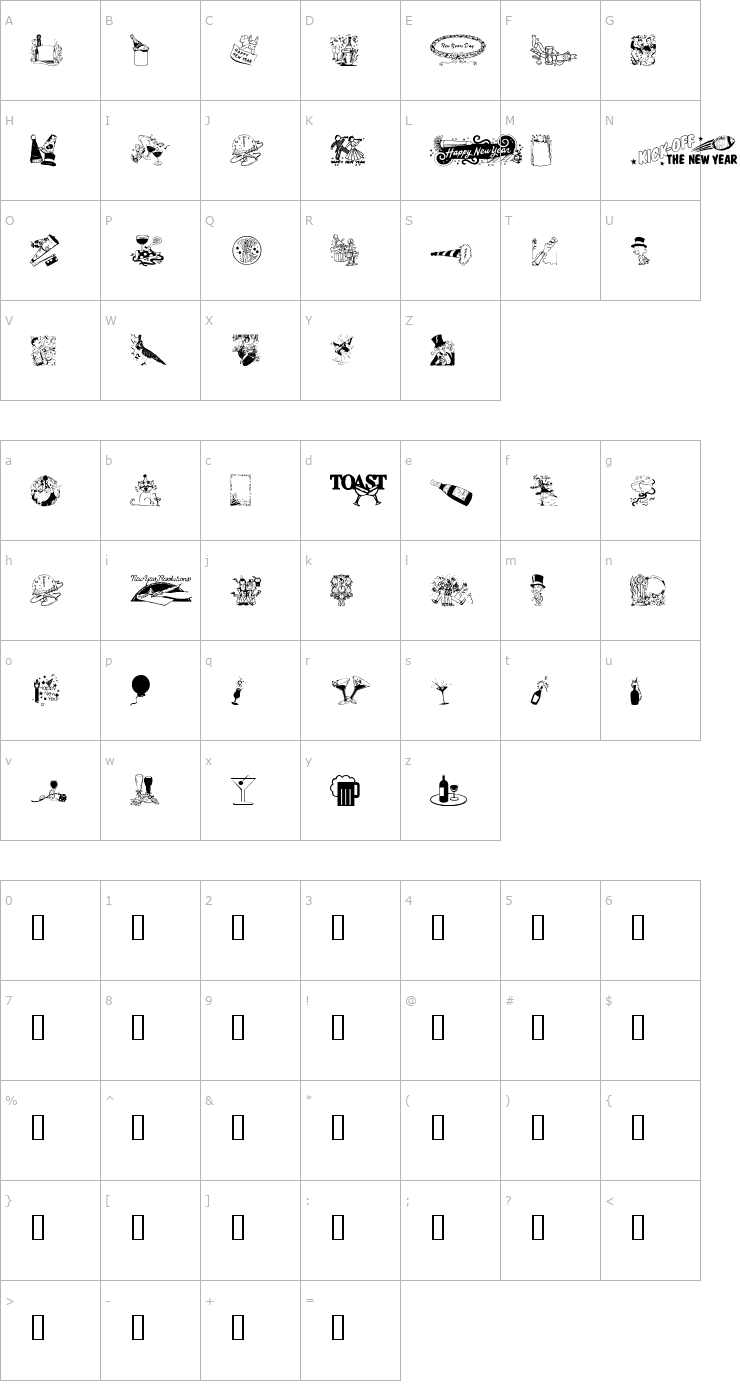 Character Map NewYearBats Font