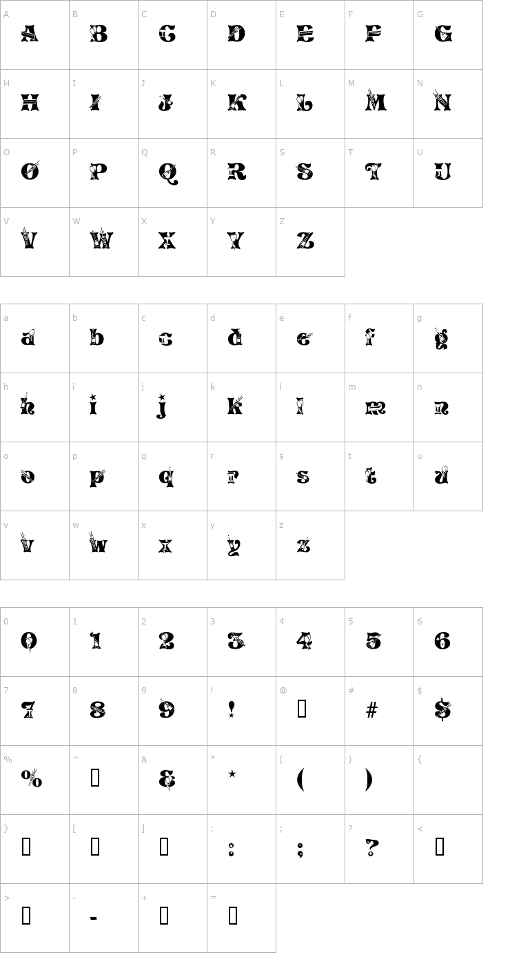 Character Map NEWYEARS Font