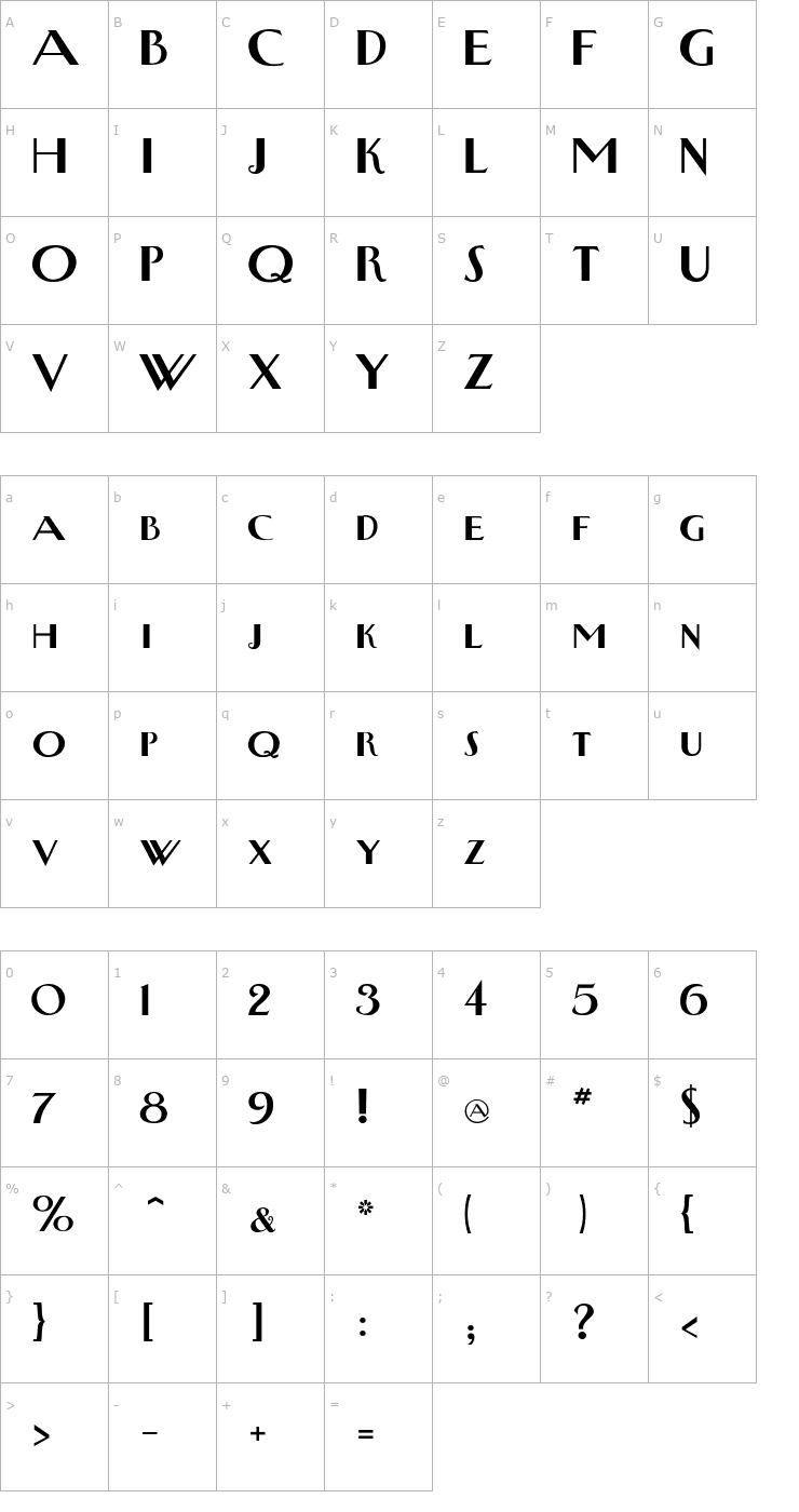 Character Map NewyorkertypeBold Font