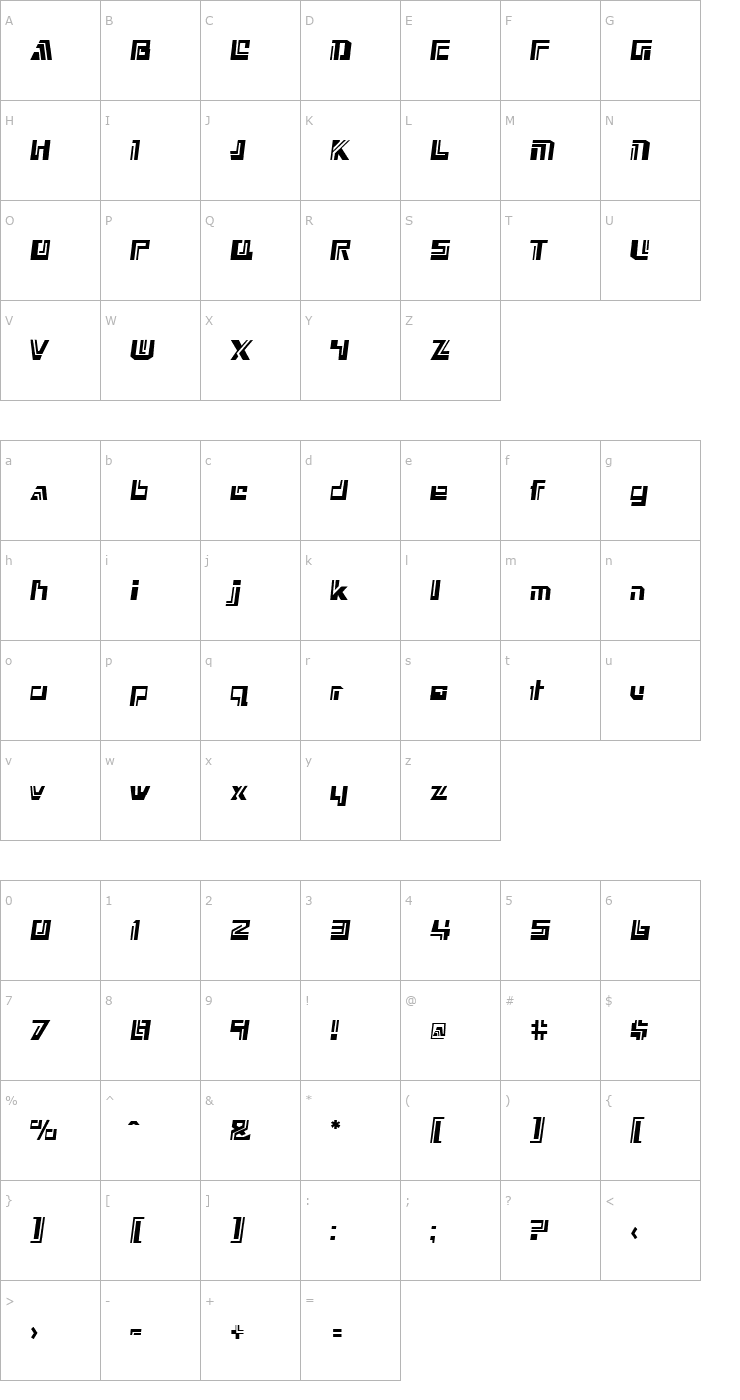 Character Map Nexxus Font