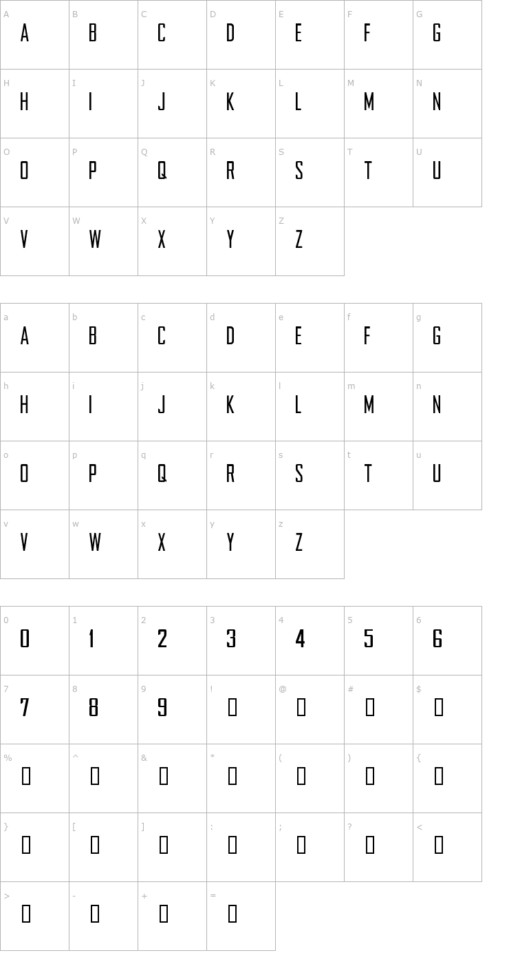Character Map NFL Chargers 2007 Font