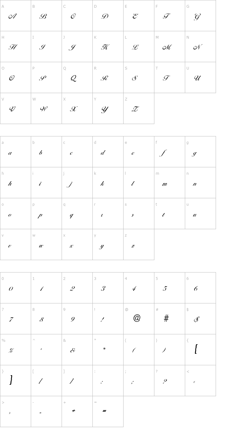 Character Map NicholasBecker Font