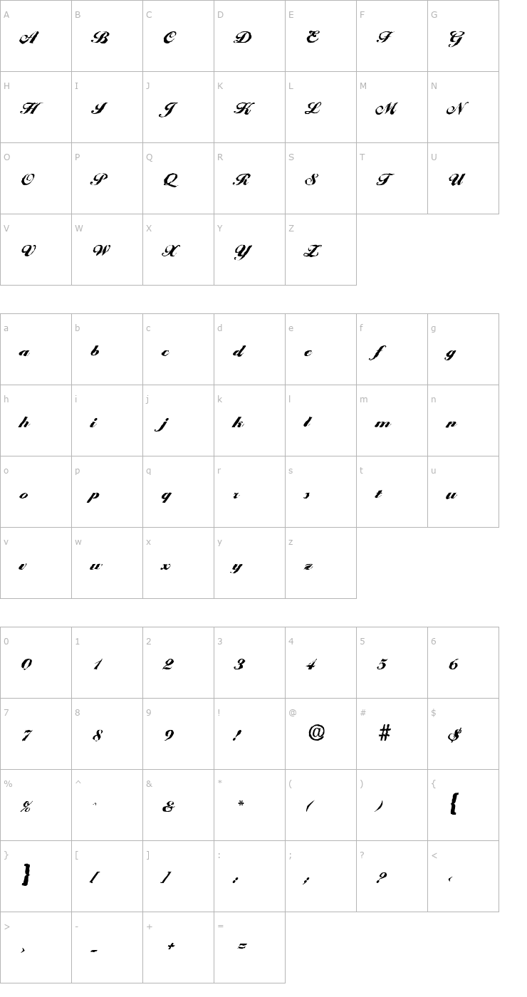 Character Map NicholasBeckerAntique-Black-Regular Font