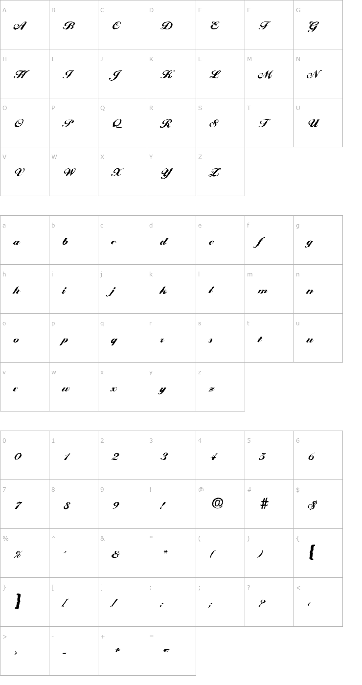 Character Map NicholasBeckerAntique-Heavy-Regular Font