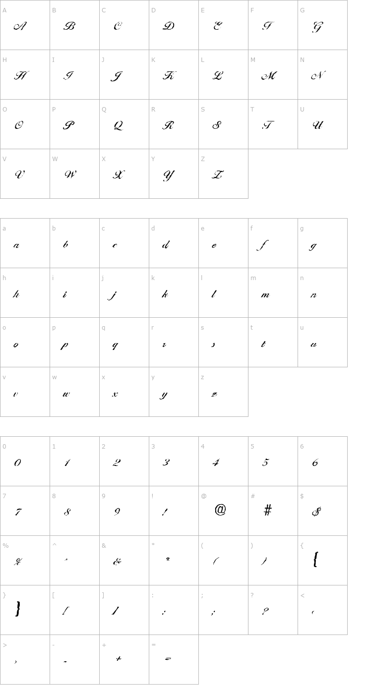 Character Map NicholasBeckerAntique-Medium-Regular Font