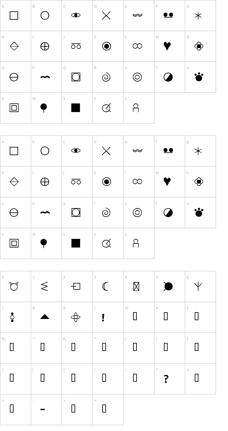 Character Map nicklishnickoz Font
