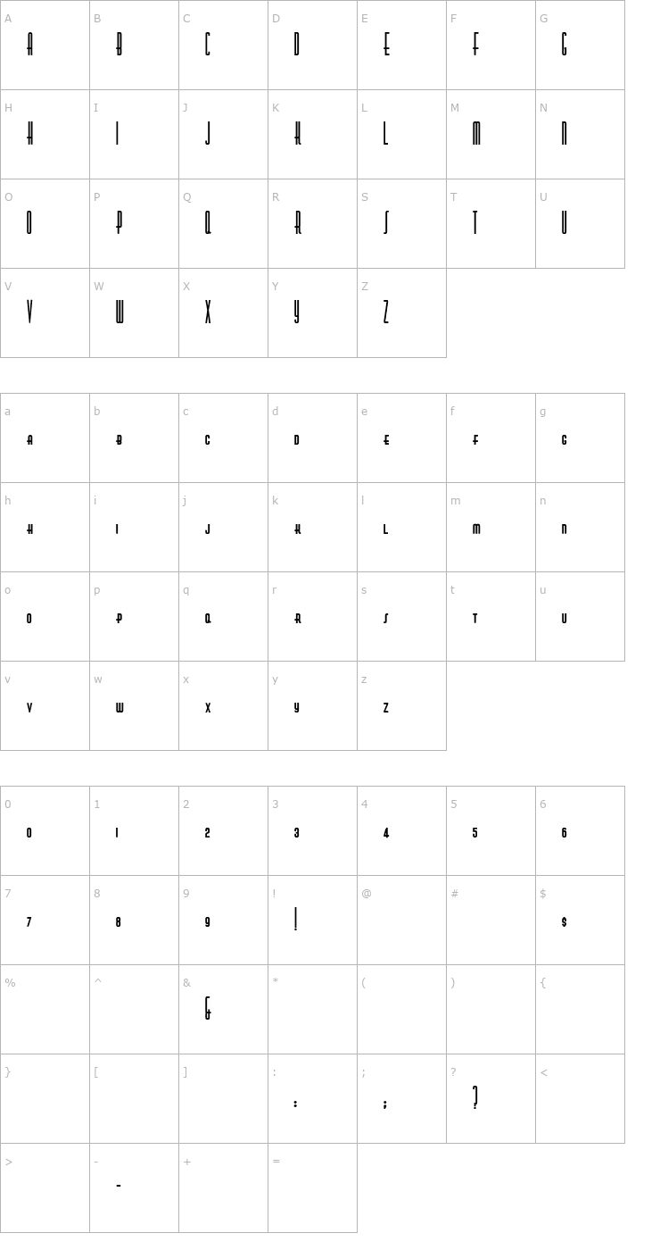 Character Map Nickodemus-Extremus Font