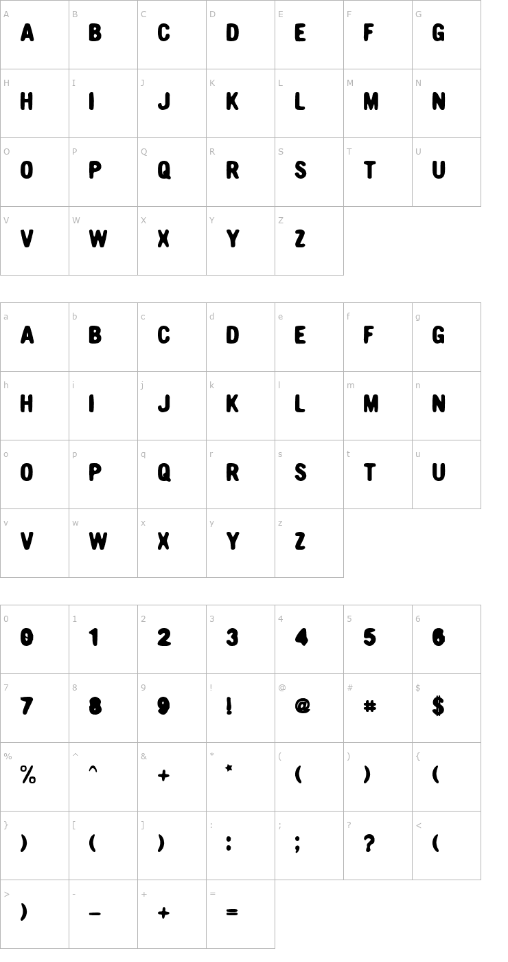 Character Map Nicotine Font