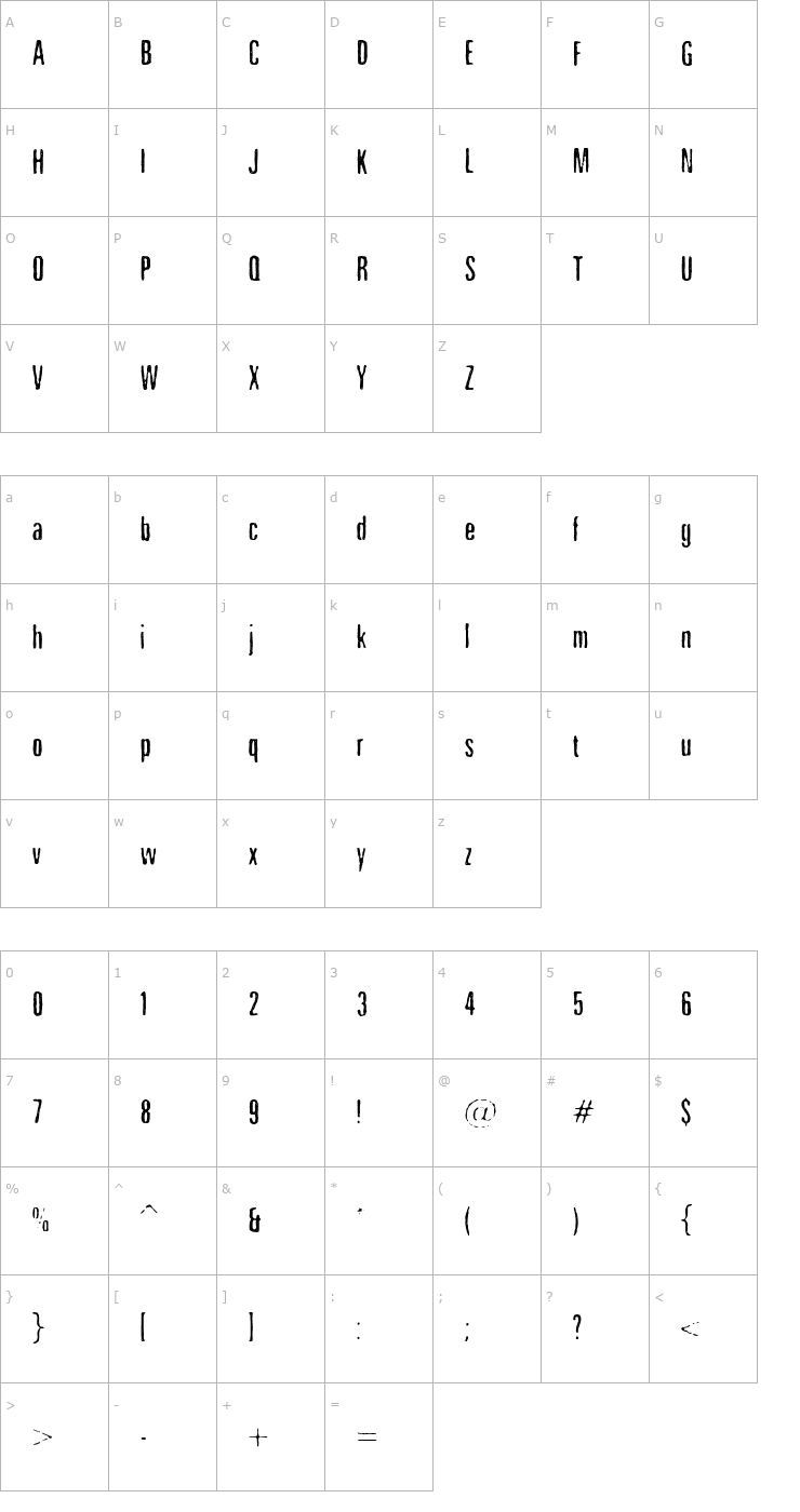 Character Map Nicotine Stains Font