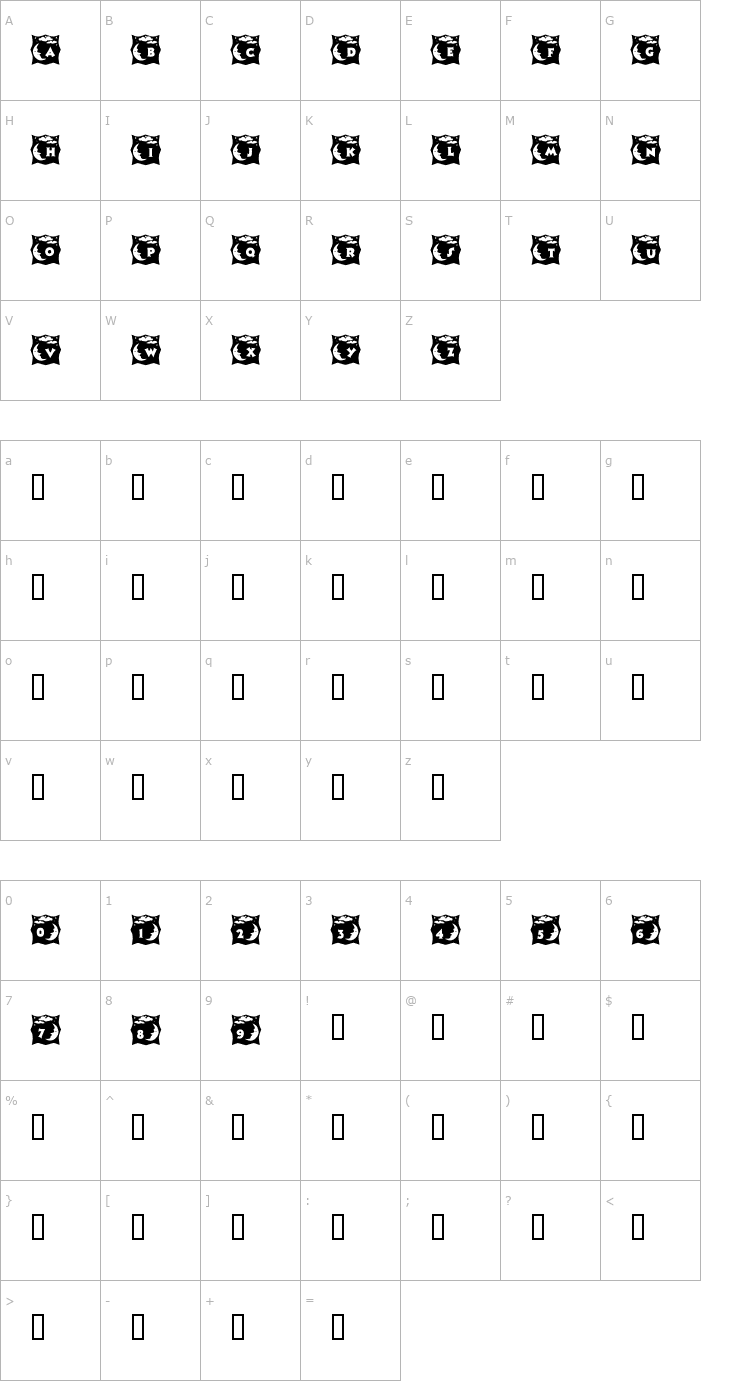 Character Map Nighty Night Font