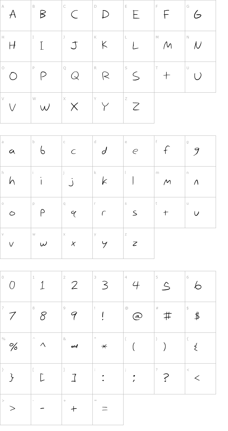 Character Map Nihilschiz Handwriting Font