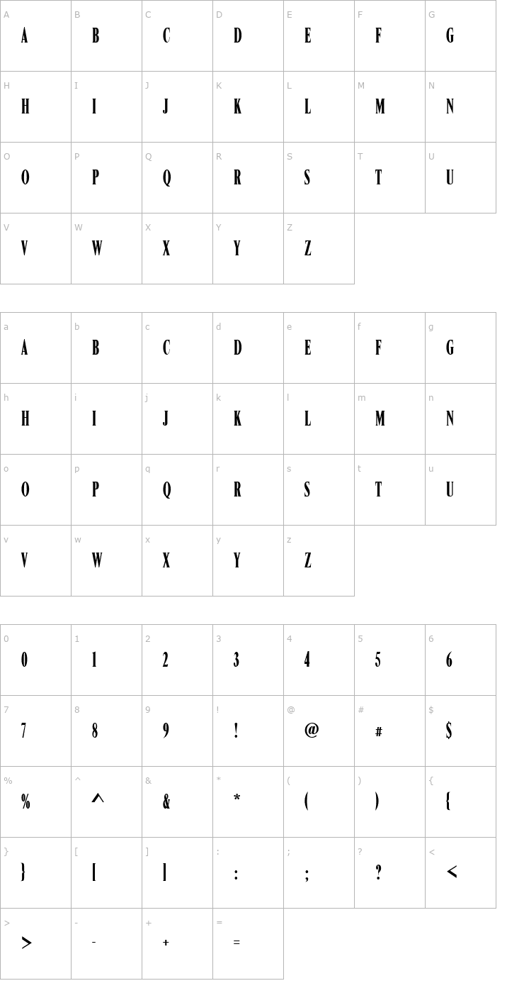 Character Map NimbusRomModComDEE Font