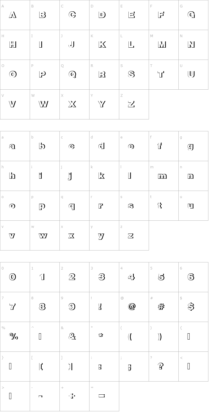 Character Map NimbusSanDBlaRe1 Font