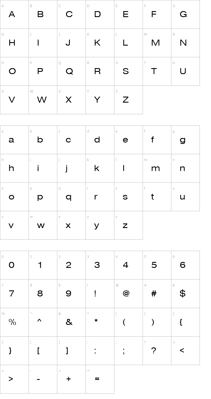 Character Map NimbusSanDEEExt Font