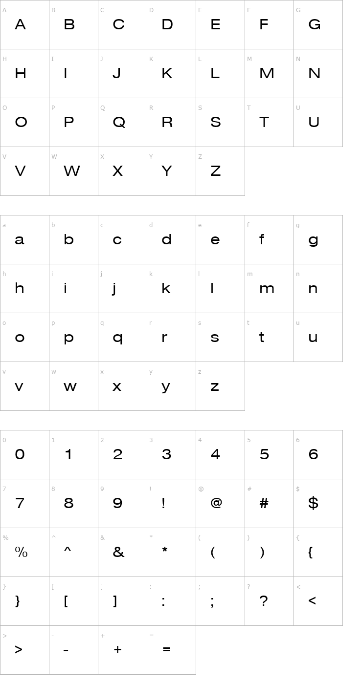 Character Map NimbusSanDExt Font