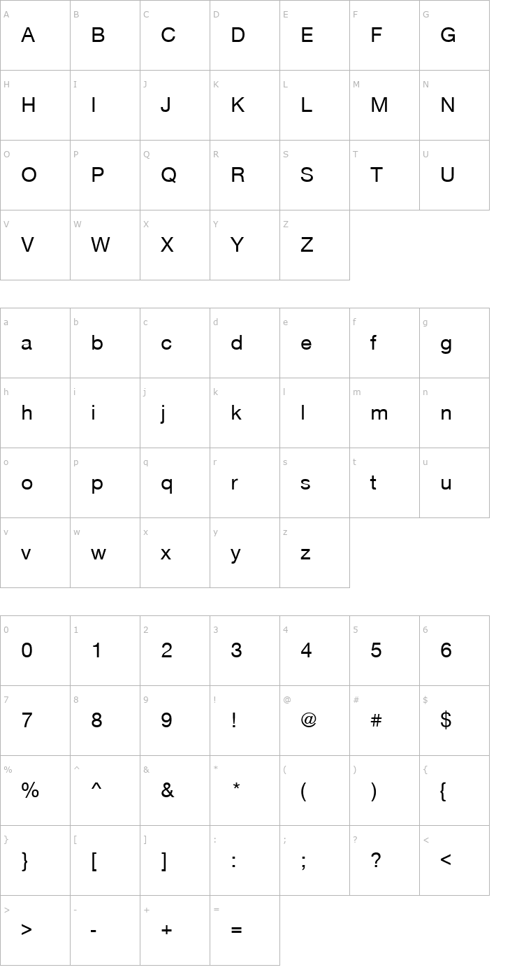 Character Map NimbusSanNovTMed Font