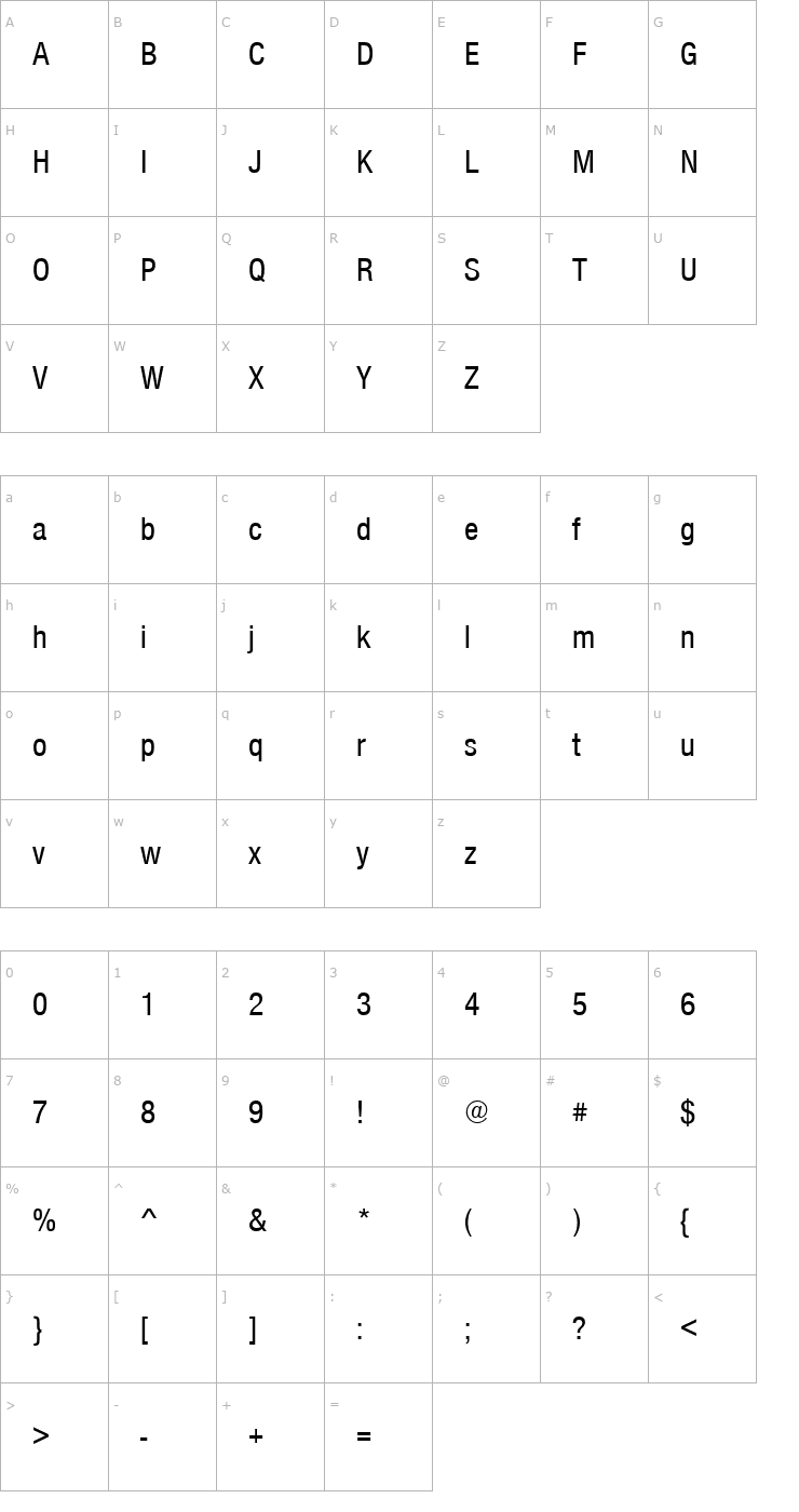 Character Map NimbusSanNovTMedCon Font