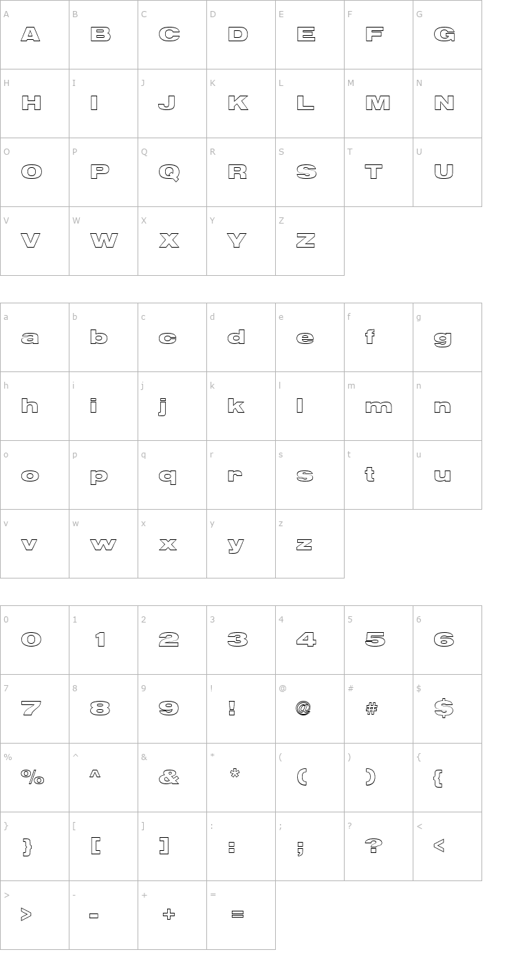 Character Map NimbusSanOutDBlaExt Font