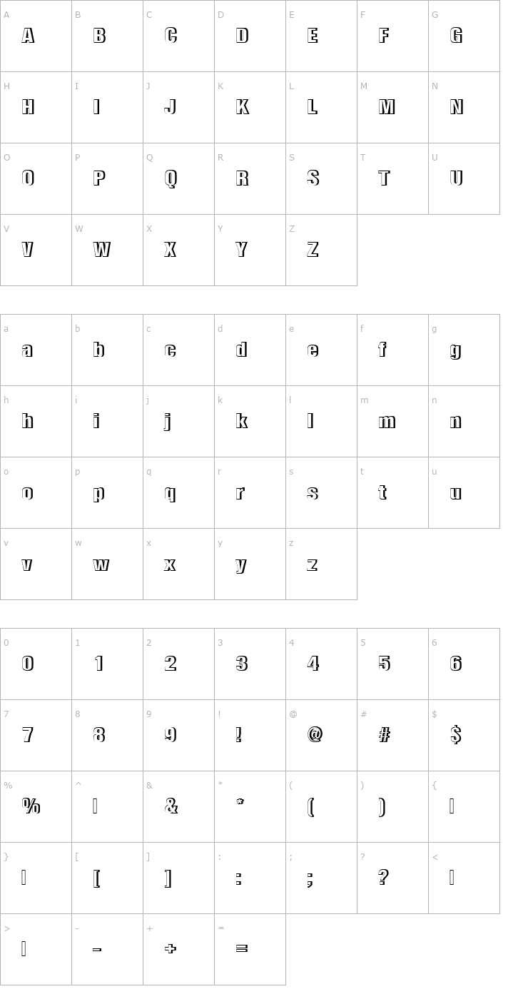 Character Map NimbusSanTBlaConRe1 Font