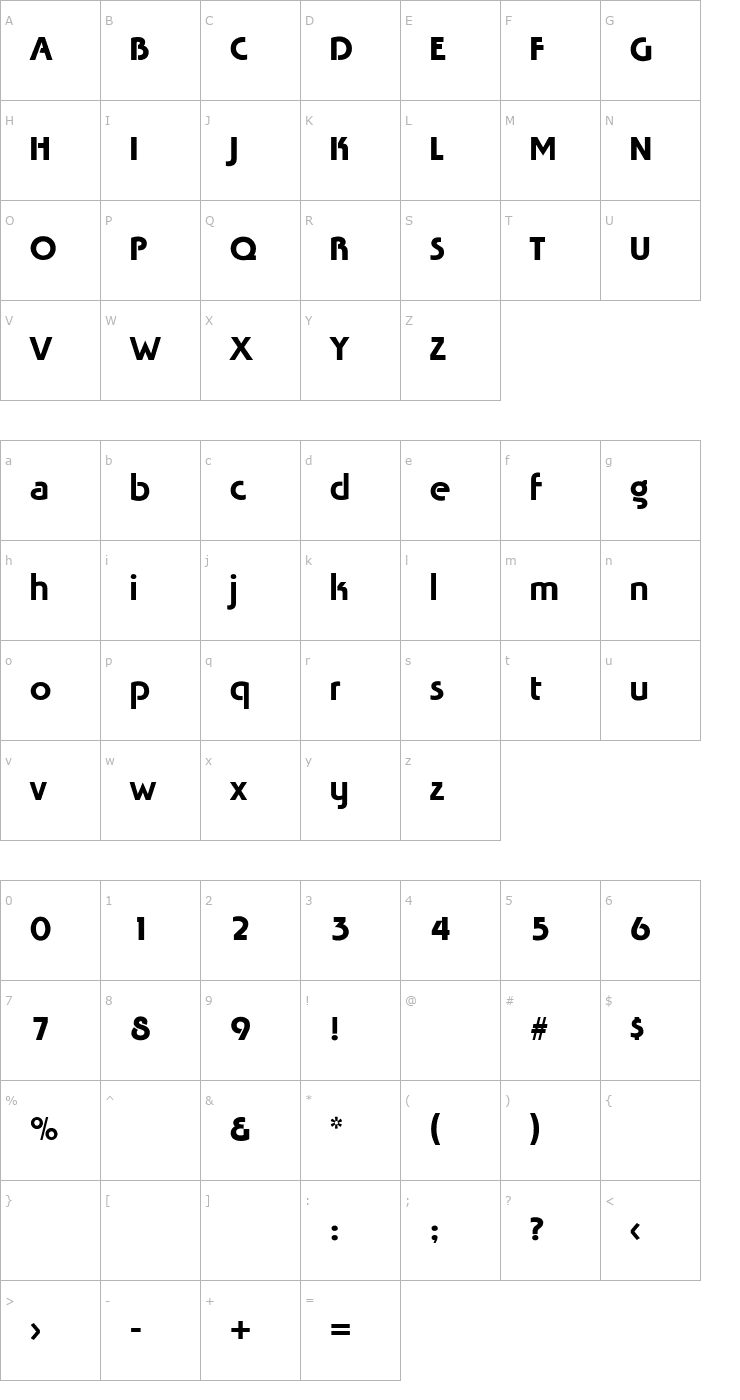 Character Map NinaBecker Font