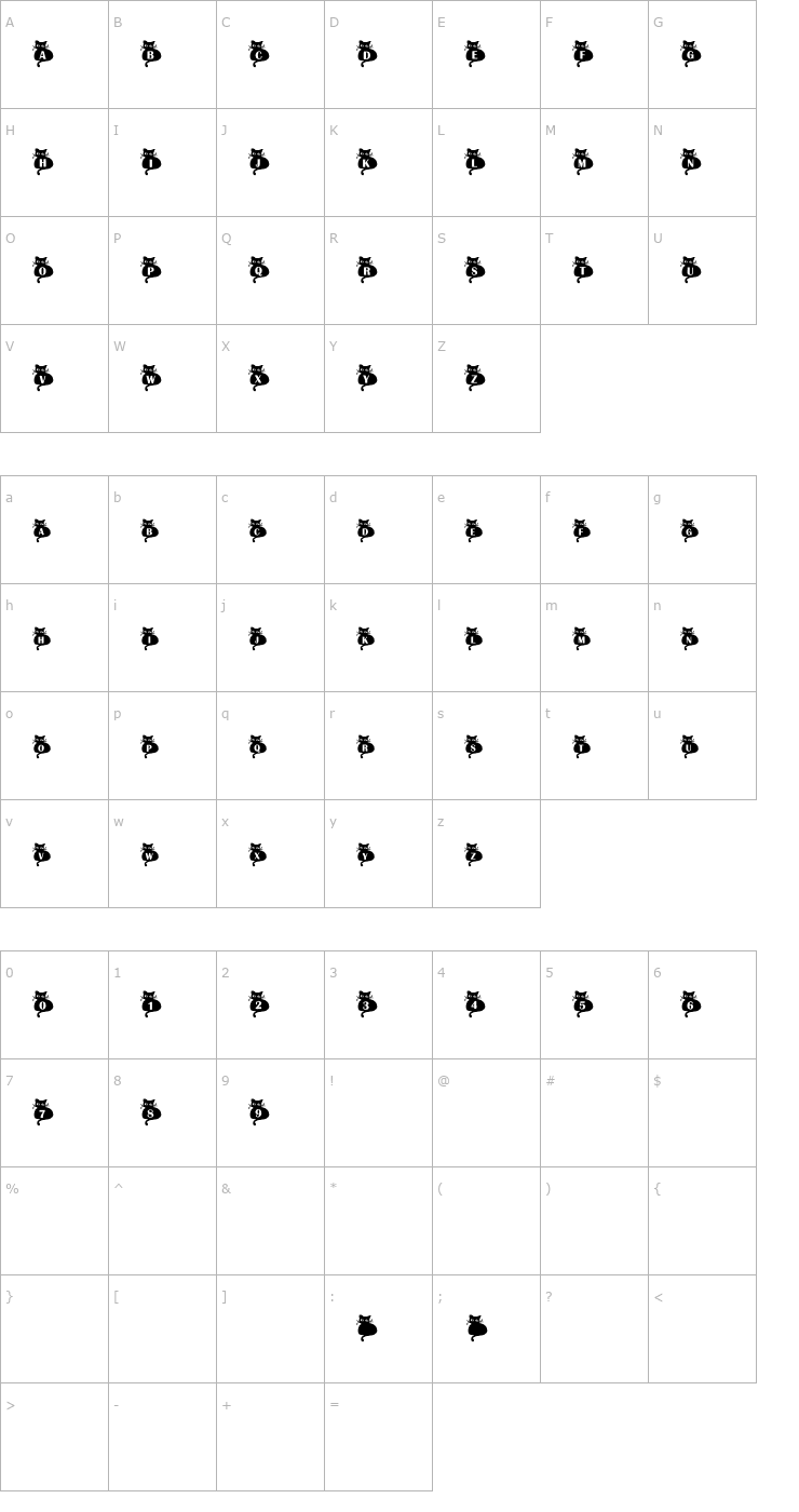 Character Map Nine Lives Font