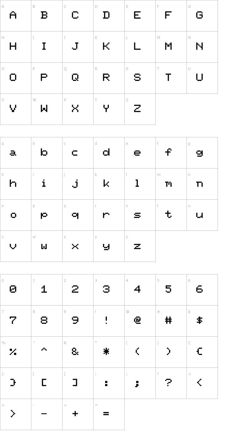 Character Map Ninepin Bold Font