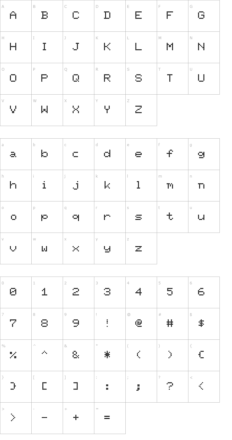 Character Map Ninepin Normal Font