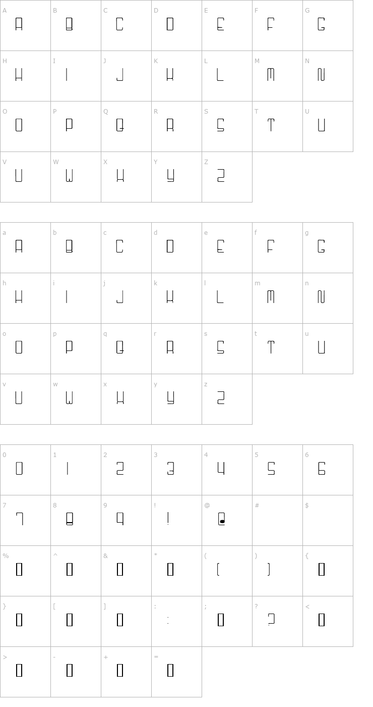 Character Map Niner Font