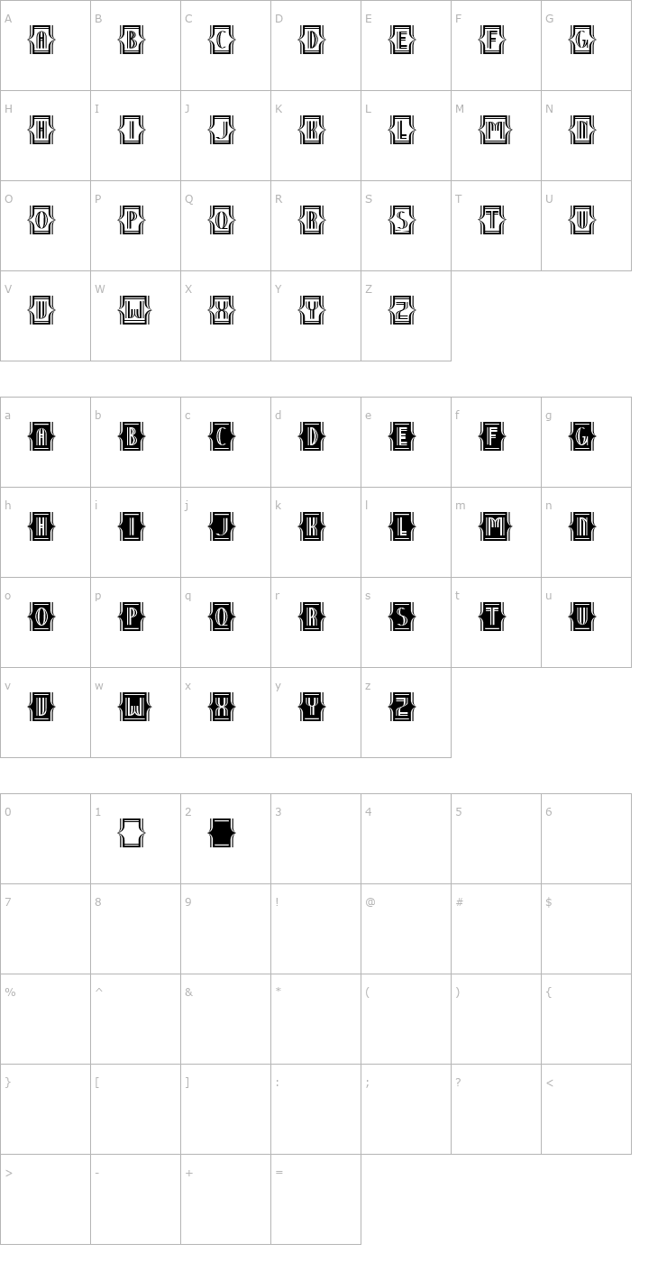Character Map Nineteen Ten Vienna - Extras Font
