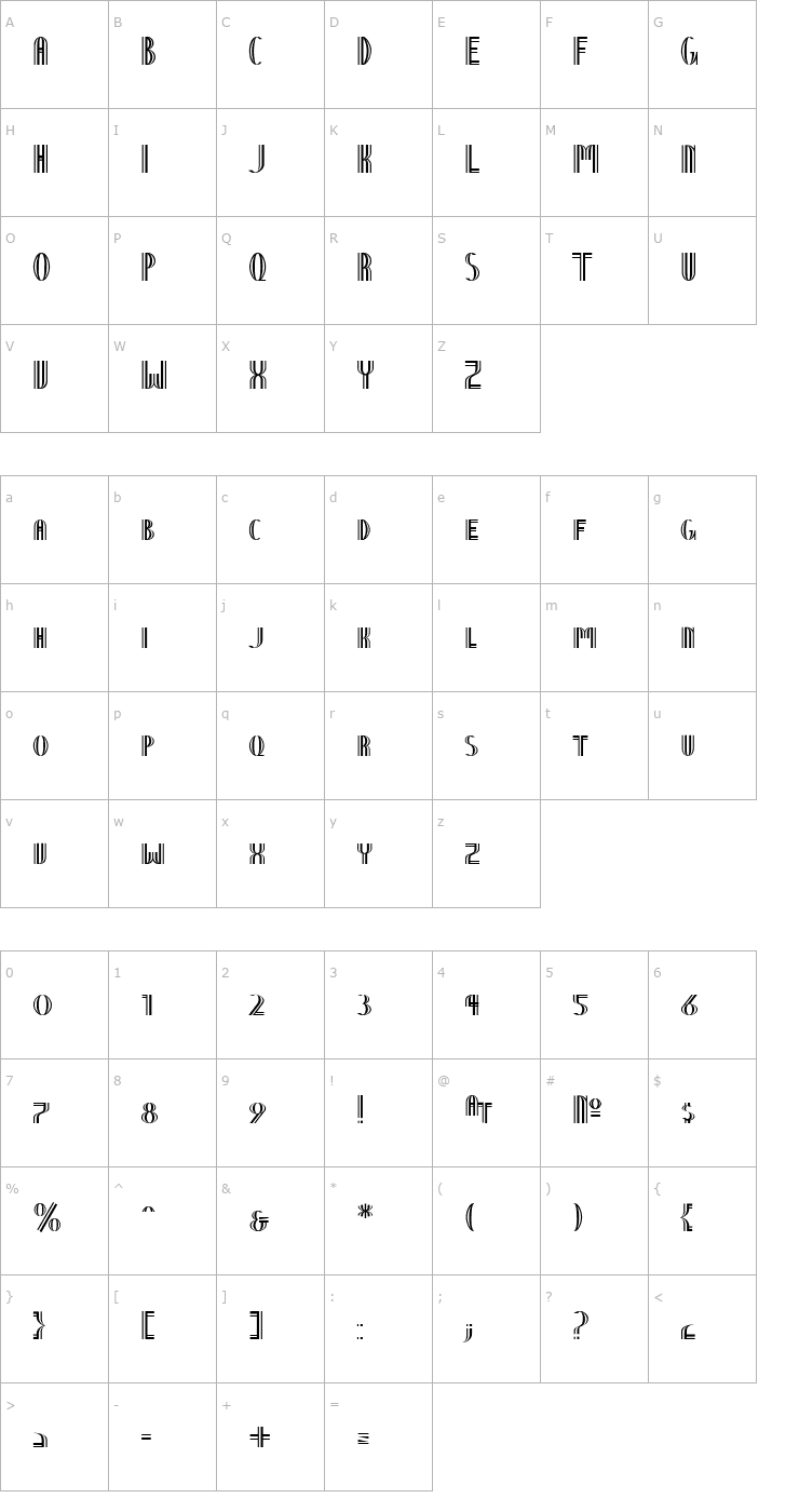 Character Map Nineteen Ten Vienna Font