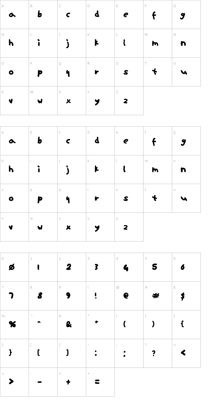 Character Map Ninifont Font