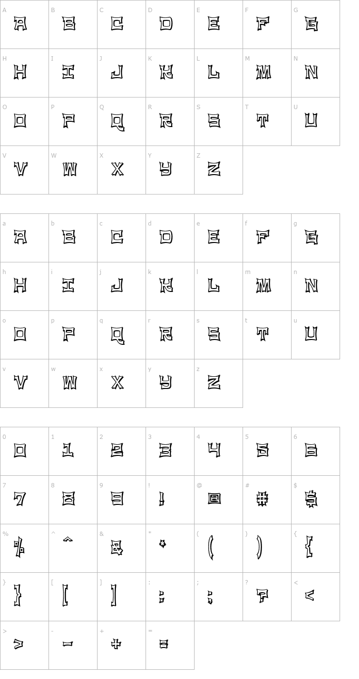 Character Map NinjaLine Font