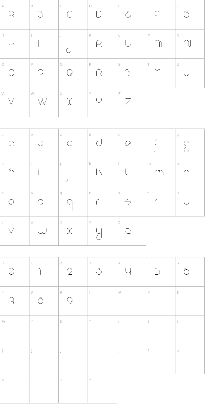 Character Map Nioubes Font