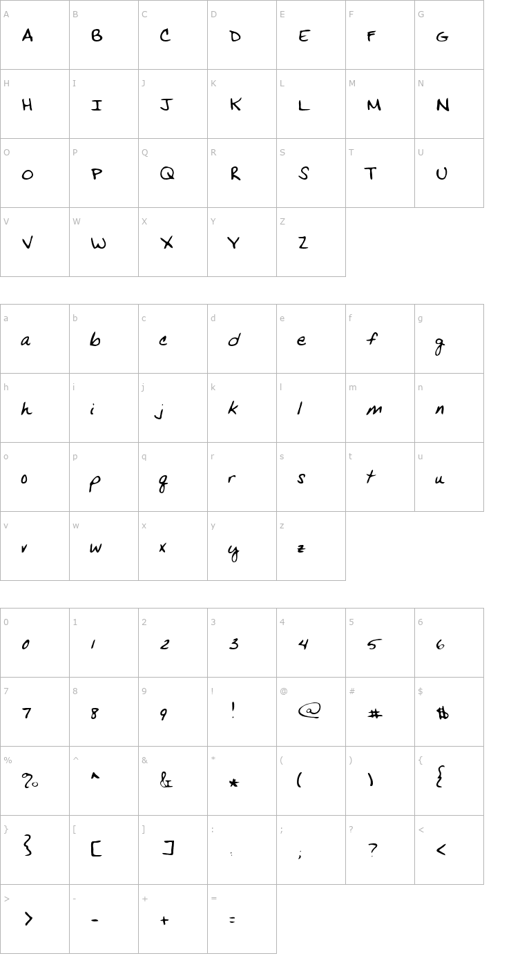 Character Map Nip Regular Font