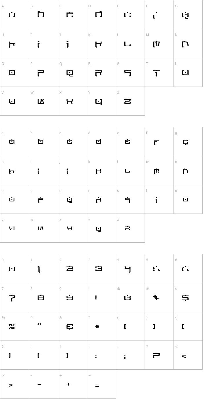 Character Map Nippon Tech Normal Font