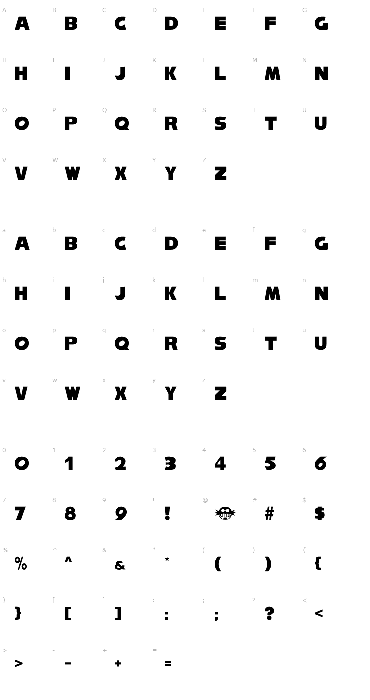 Character Map NiseSonic Font