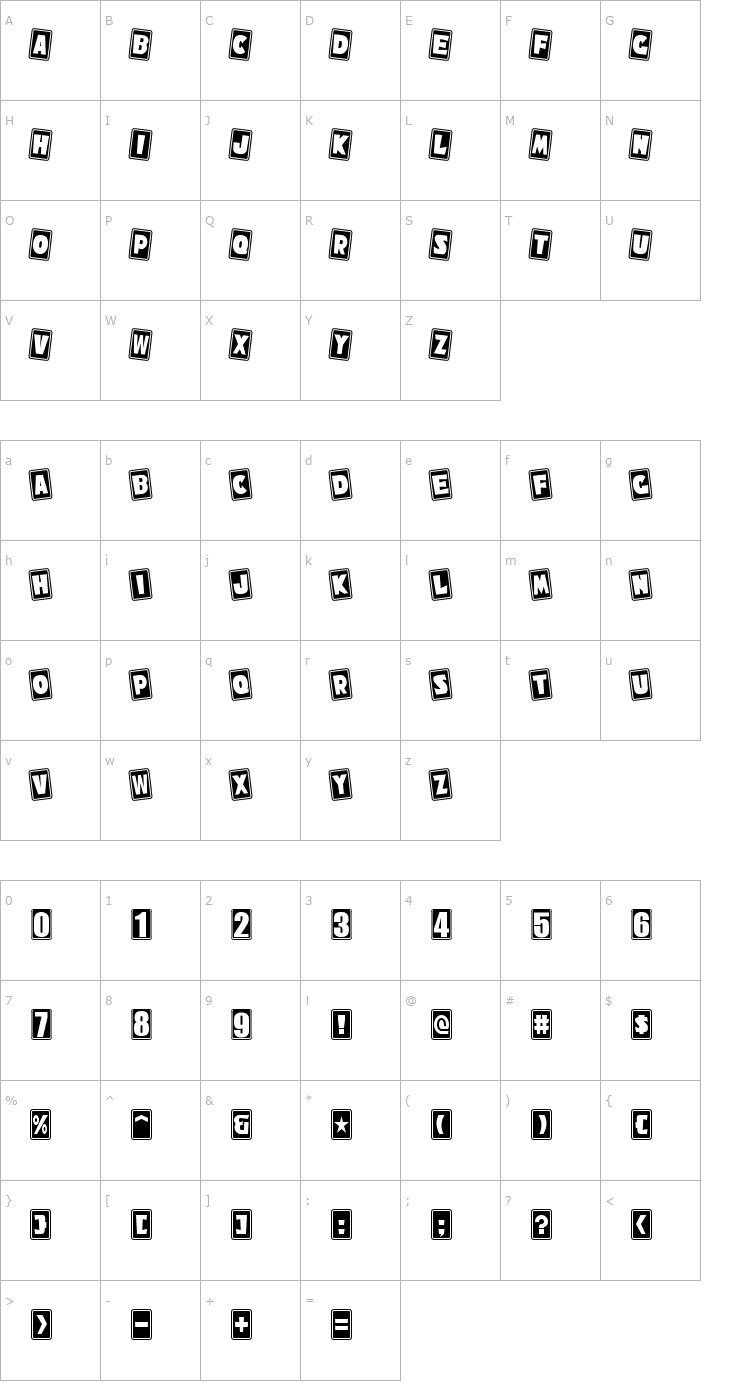 Character Map NiseSonicShuffle Font