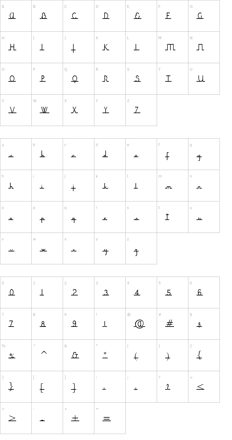 Character Map NixonScript Font