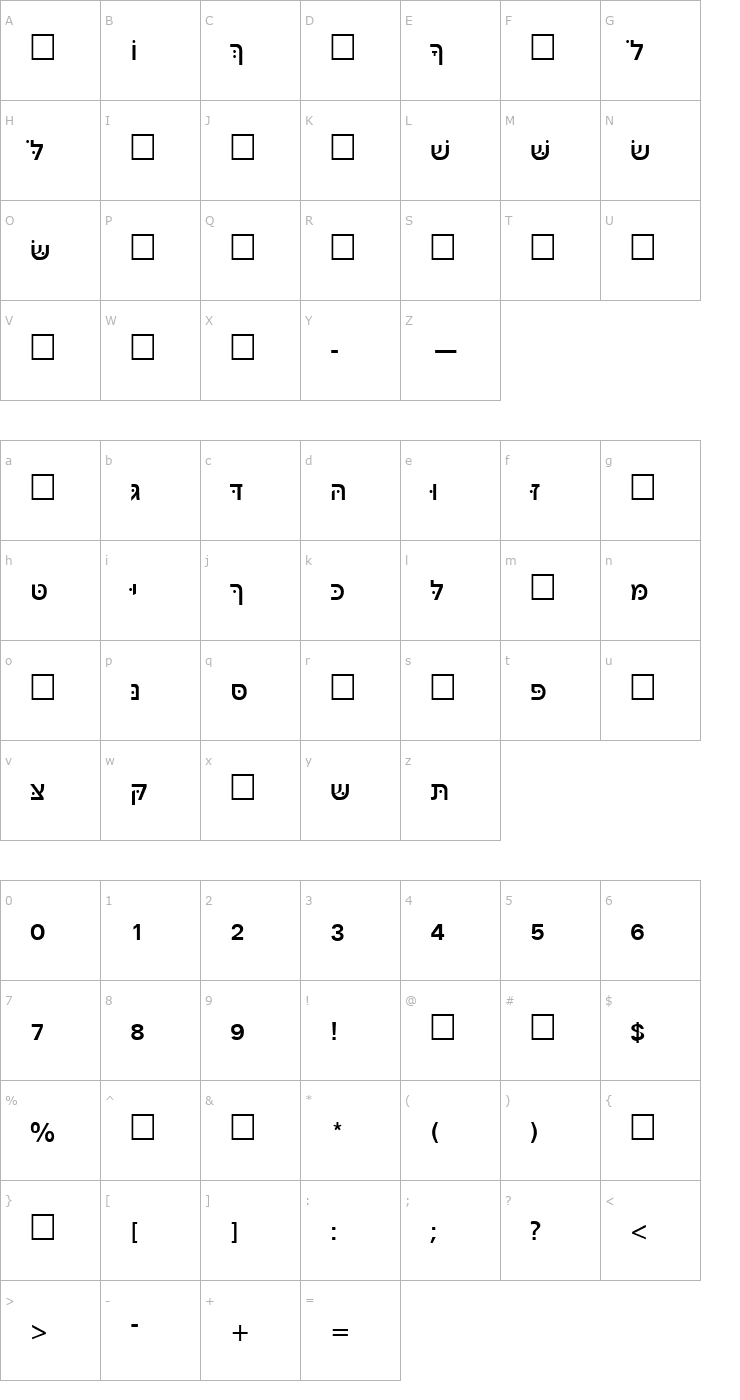 Character Map Noam New Hebrew Font