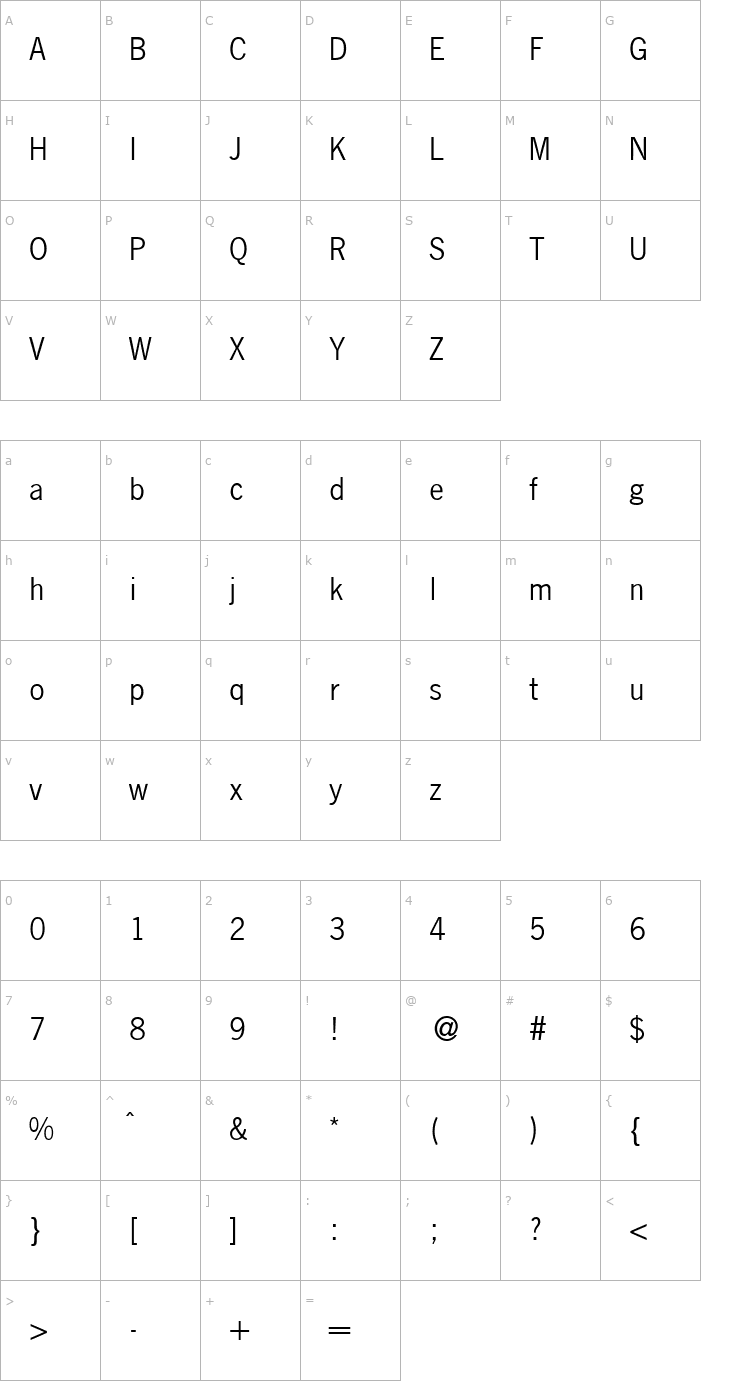 Character Map NobbiGothikDB Normal Font