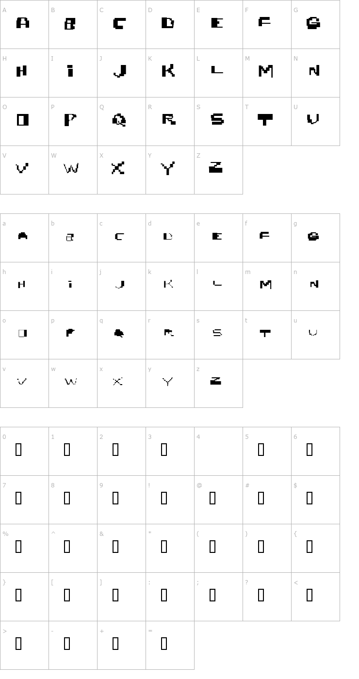 Character Map nobrain Font