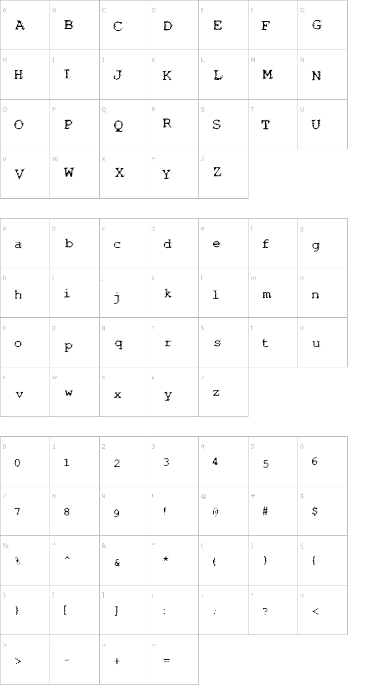 Character Map Noisebaby Font