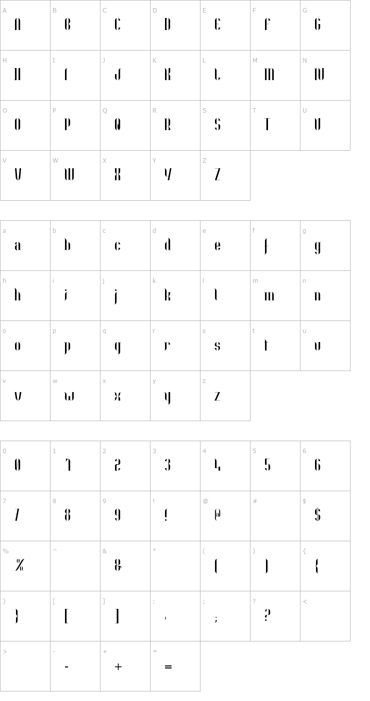 Character Map Nolla Font